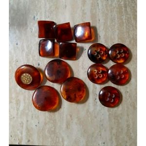 Bakelite Vintage LOT Of 14 Rootbeer Swirl Buttons